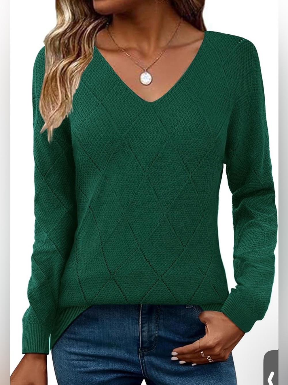 Zeagoo Women’s Long Sleeve Knit Pullover V-Neck Lightweight Crochet Sweater